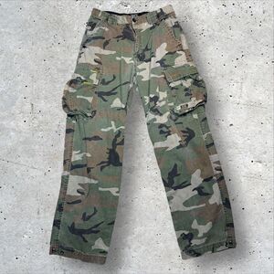 WearFirst WF1 Woodland Camo Cargo Pants 31x32 Ramie Cotton Y2K Skate Workwear